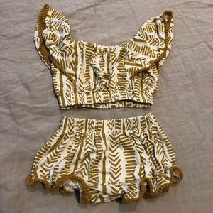 Kate Quinn flutter 2 piece mustard boho stripe bamboo - 18-24m